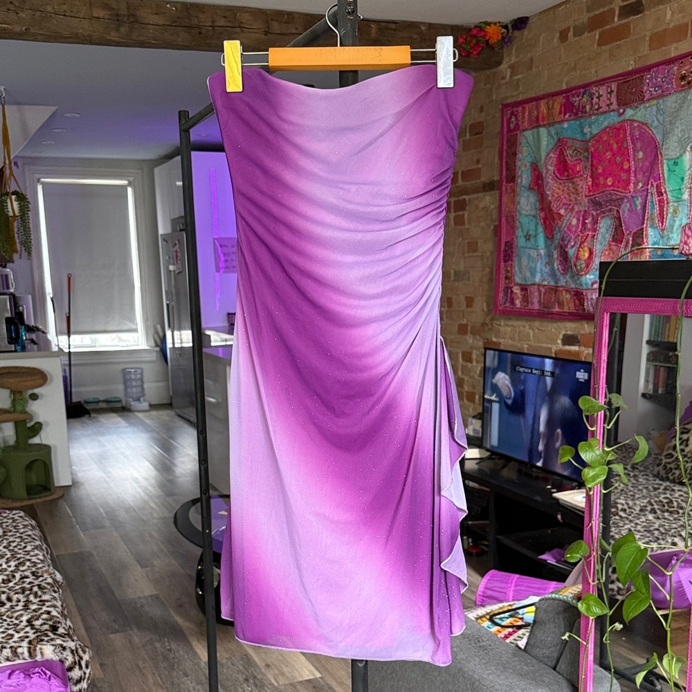 Purple Ombre Strapless Dress